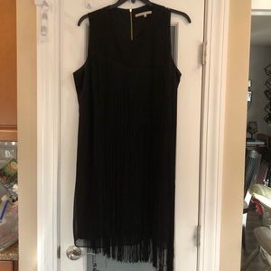 Front fringe black dress